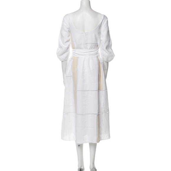 GABRIELA HEARST Square Neckline Daphine Belt Dress Linen Insect Embroidery 38 - Picture 12 of 12
